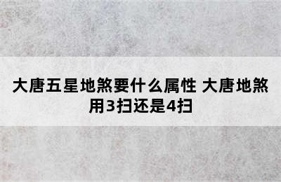 大唐五星地煞要什么属性 大唐地煞用3扫还是4扫